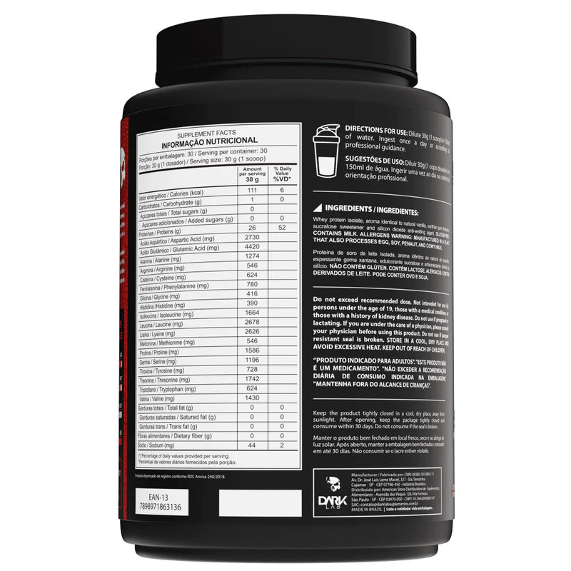Iso Whey Zero Low Carb 900g - Dark Lab